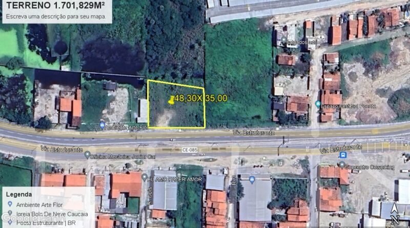 Terreno alugar  1.701,00m²-R$3.500,00-  Km 03- CE 085-Estruturante-Caucaia-CE